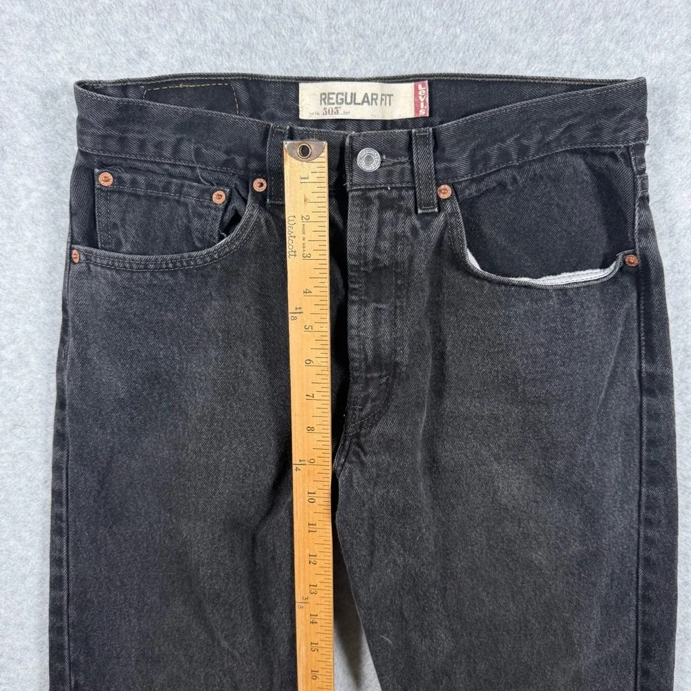 Levis 505 Regular Fit Black Denim Jeans Mens 32x30 Straight Leg Fits 30x29 y2k